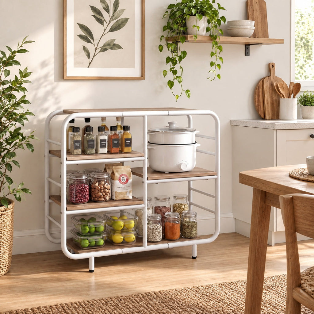 Airfind 5-Tier Storage Organizer Open Book Shelf with Metal Frame, 88 lbs Capacity, Engineered Wood Metal Frame, 30.5 x 12 x 27 Footprint