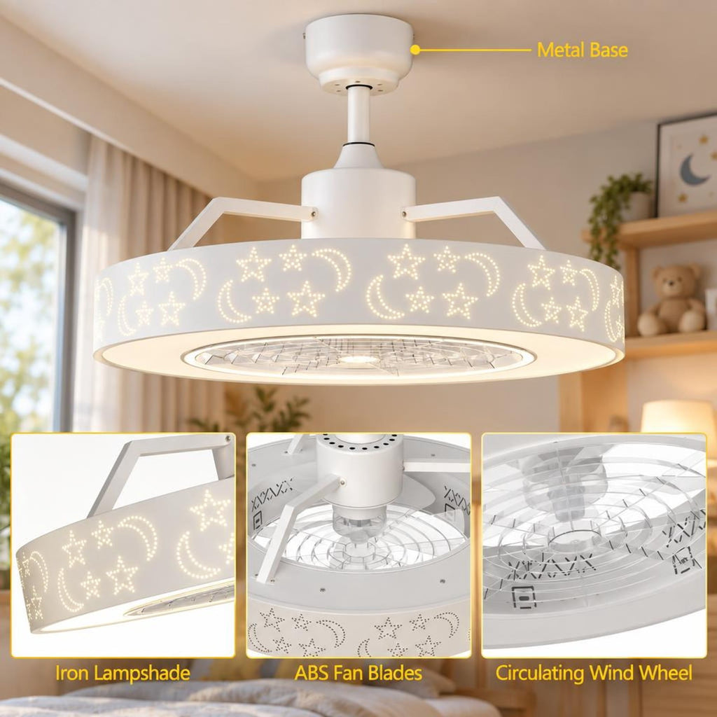 Airfind 23 Inch Ceiling Fan with LED Light and Remote Control, Iron ABS Frame, 23 Inch x 10.5 Inch - 20 Inch Footprint for Everyday Use, White
