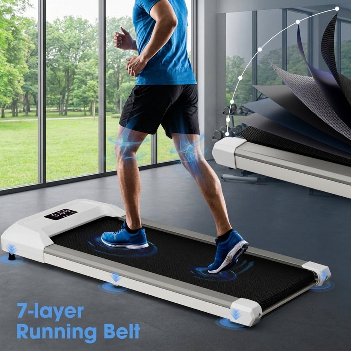 Airfind Walking Pad Treadmill with Incline 2.25 HP Folding Under Desk Treadmill for Home with LED Display and Remote Control and 7-Layer Anti-Slip Belt, Gray