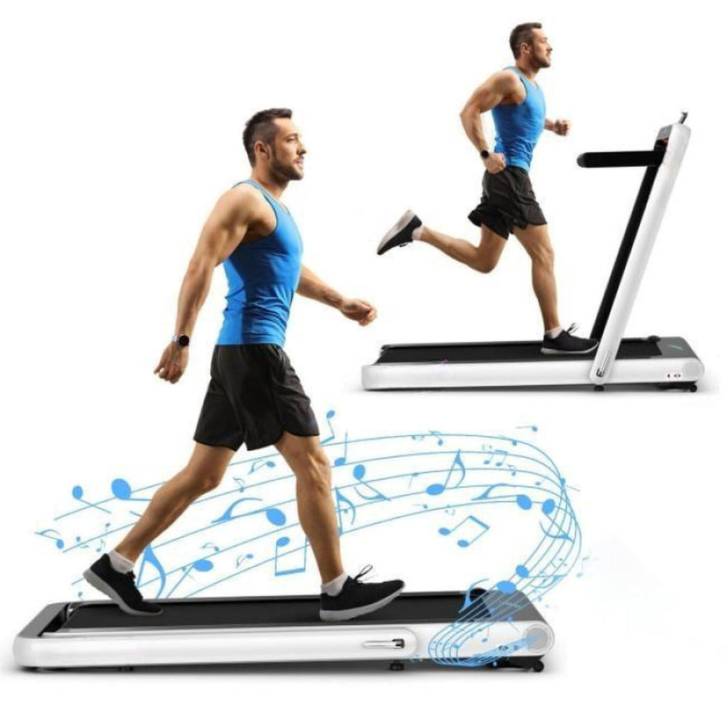 Airfind 4.75 HP 2-in-1 Walk-to-Run Folding Treadmill with App Sync Running Walking Treadmill for Home Supports 265 lbs, White