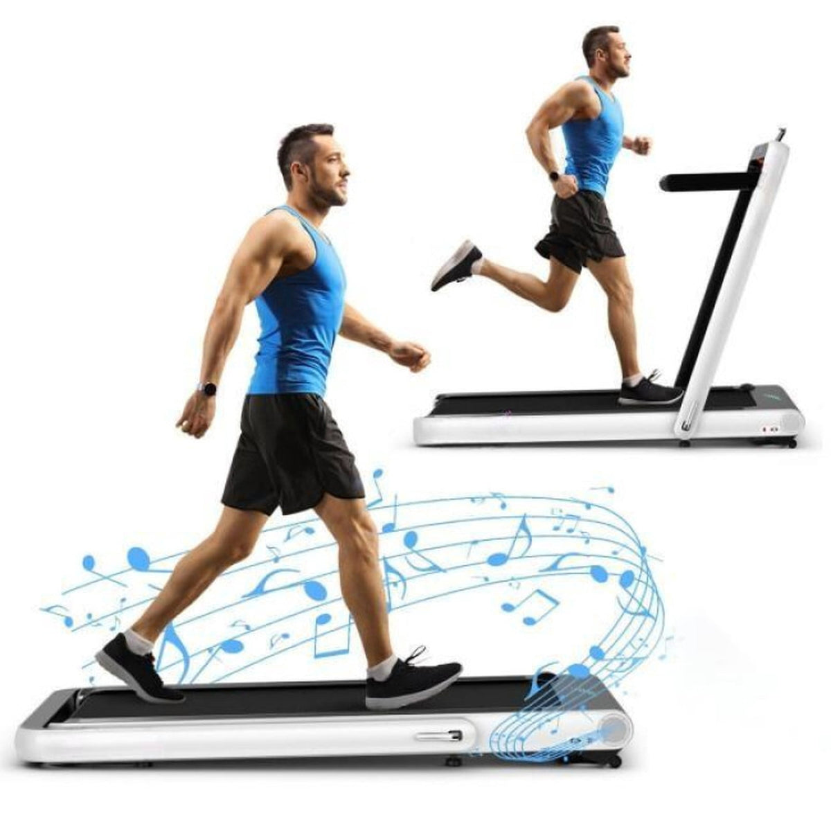 Airfind 4.75 HP 2-in-1 Walk-to-Run Folding Treadmill with App Sync Running Walking Treadmill for Home Supports 265 lbs, White
