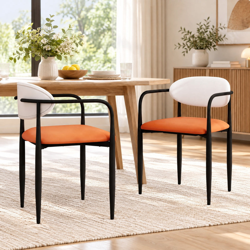 Airfind Modern Dining Chairs Set of 2 with Padded Seat and Curved Back, 330 lbs Capacity, Metal Sponge PU Leather Plywood Frame, White