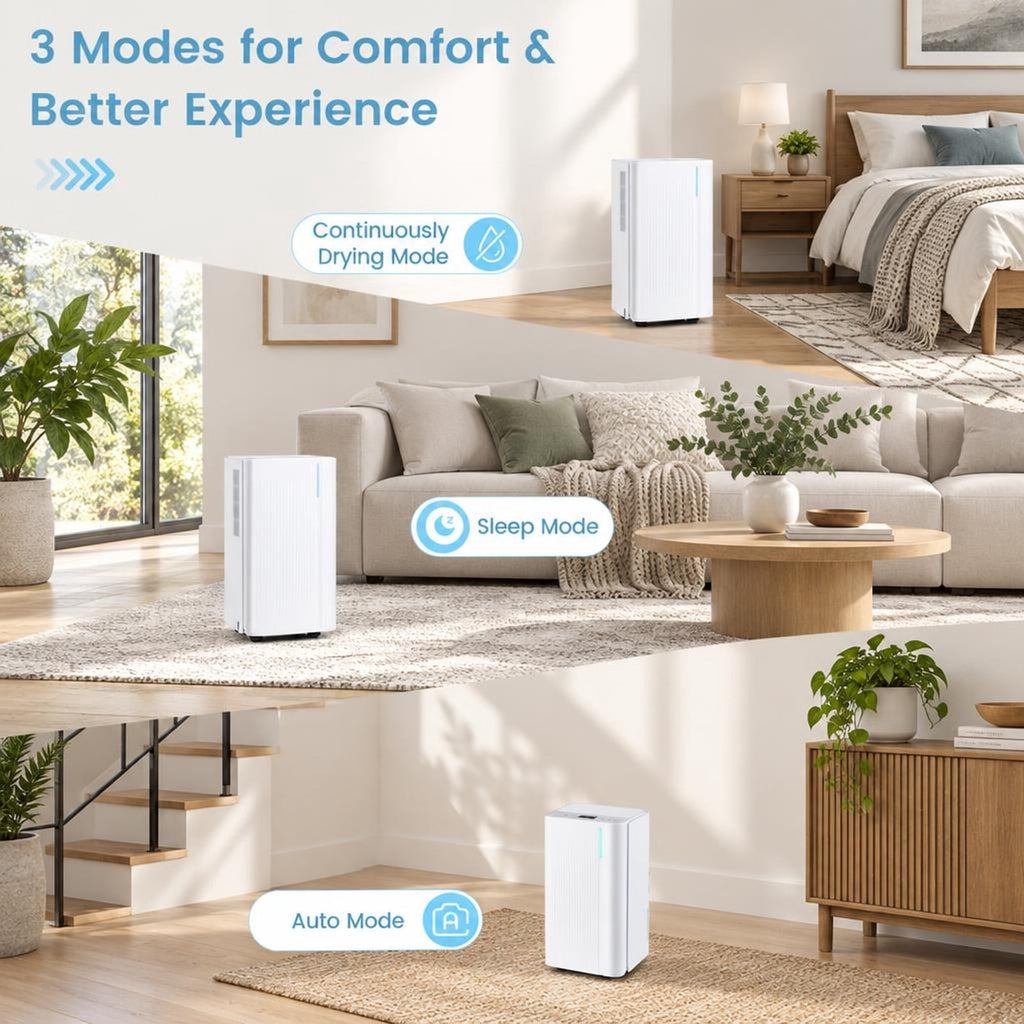 Airfind 32 Pints 2000 Sq.ft Portable Dehumidifier for Home and Basement, Copper ABS Frame, 10 x 8.5 x 18 Footprint, White