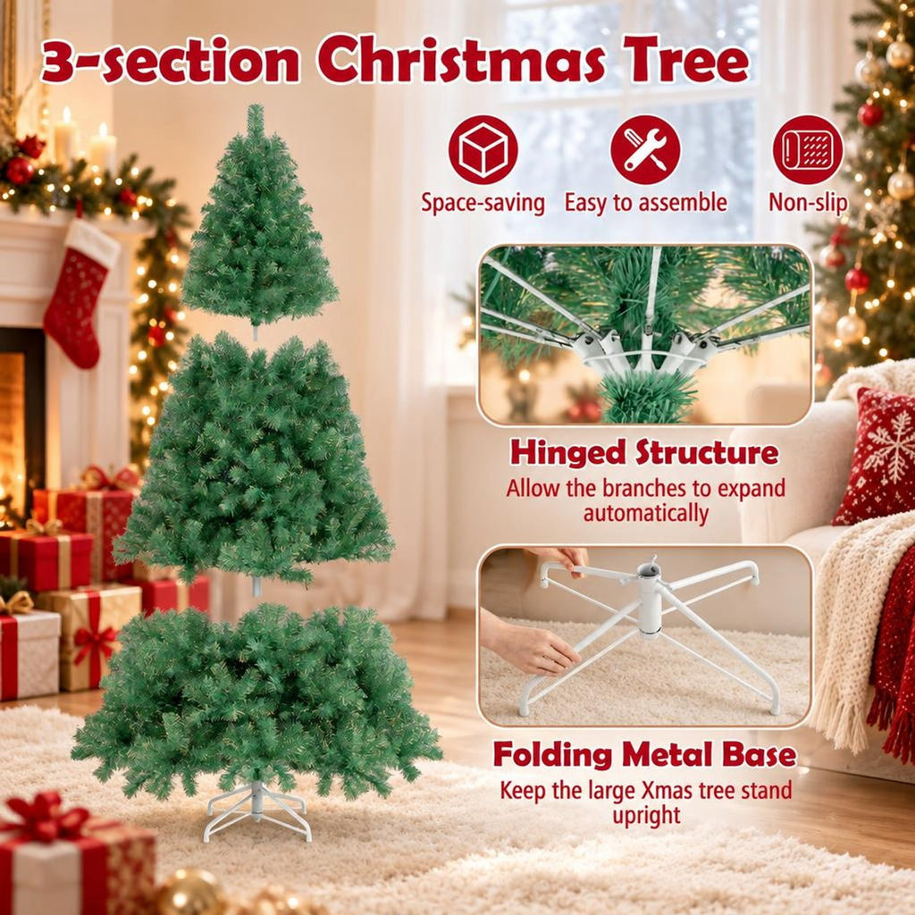 Airfind Pre-Lit Tinsel Christmas Tree Artificial Xmas Tree Home Office Party Seasonal Holiday Decoration, PVC PET Metal Frame, 4.5 x 7.5 ft Footprint
