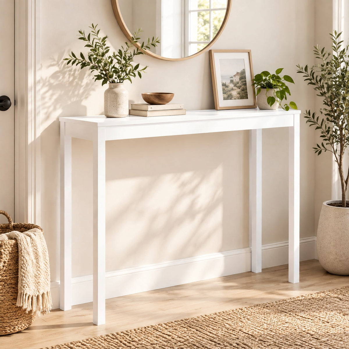 Airfind Wooden Console Table Modern Farmhouse Sofa Table with Thickened Top, 132 lbs Capacity, Rubber Wood MDF Frame, 48 x 12 x 32 Footprint