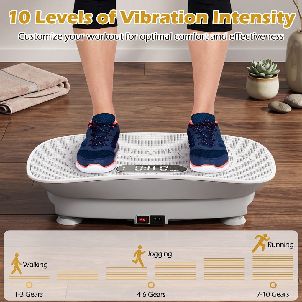 Airfind Vibration Plate Exercise Machine for Weight Loss and Lymphatic Drainage, 10 Speed Whole Body Vibration Platform with Remote Control and LED Display, Gray