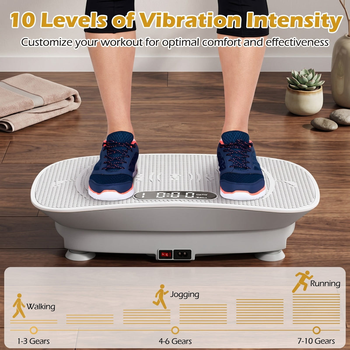 Airfind Vibration Plate Exercise Machine for Weight Loss and Lymphatic Drainage, 10 Speed Whole Body Vibration Platform with Remote Control and LED Display, Gray