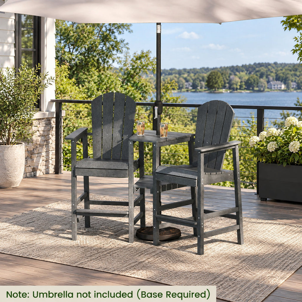Airfind 2-Seat Adirondack Chair All-Weather Adirondack Chair with Double Connecting Tray, Chair 330 lbs Capacity, HDPE Frame, Gray