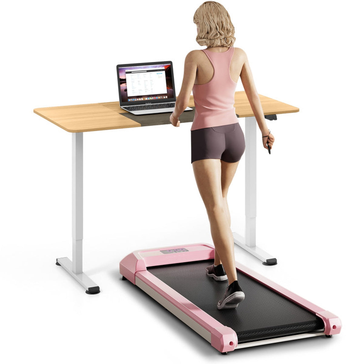Airfind 3-in-1 Folding Treadmill with Incline 3 HP Walking Treadmill for Home with Smart App and Bluetooth Speaker and Heart Rate Monitor, Pink