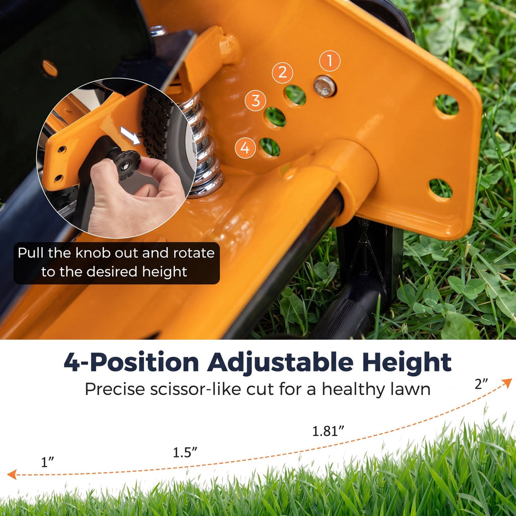 Airfind 16 Inch Push Lawn Mower with 5 Steel Blades and Grass Catcher Bag, Manganese Steel Metal PVC PP Frame, Orange