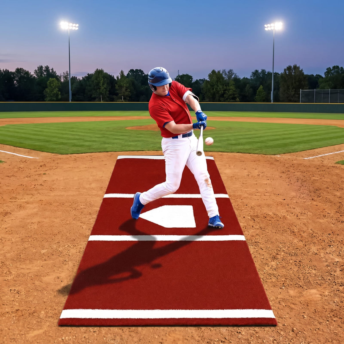 Airfind Softball Pitching Mat 10 x 3 Feet Softball Training Aid with Turf Surface and Pitching Plate and Carry Strap, Red