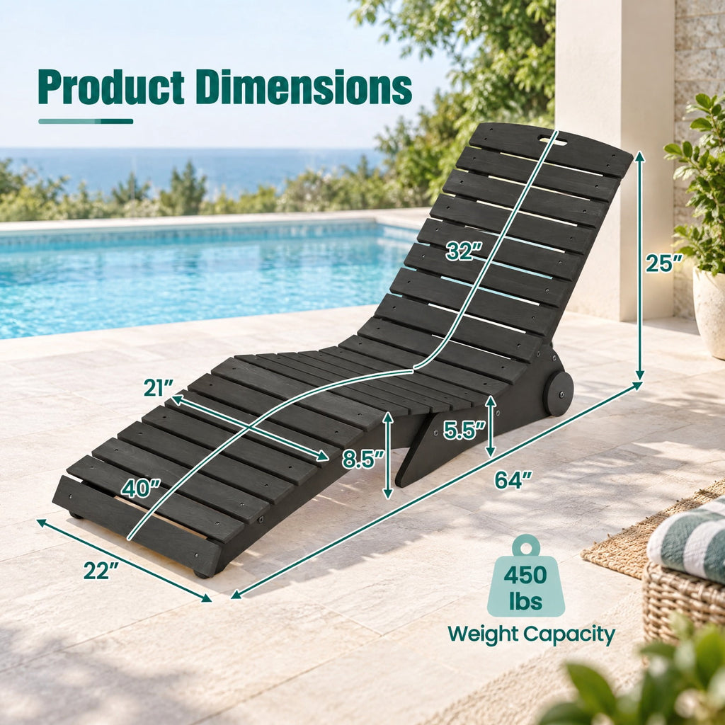 AIRFIND In-Pool Lounge Chair with Rear Wheels, HDPE Weighted Chaise for 5.5 to 8.5 in Water Depth, 450 lb Capacity, 64 in Long, Dark Gray
