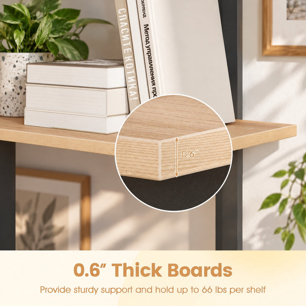 Airfind 3 Tier Wooden Bookshelf with Anti-Tipping Kit, 66 lbs Capacity, Engineered Board Frame, 23.5 x 11.5 x 39.5 Footprint, Oak