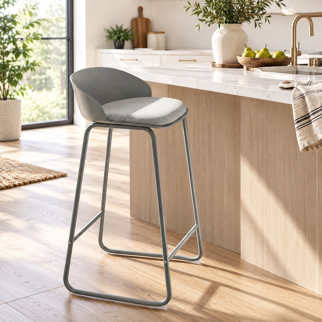 Airfind Counter Height Bar Stools, Set of 2, with Curved Backrest and Metal Frame for Kitchen Dining, 330 lbs Capacity, Gray