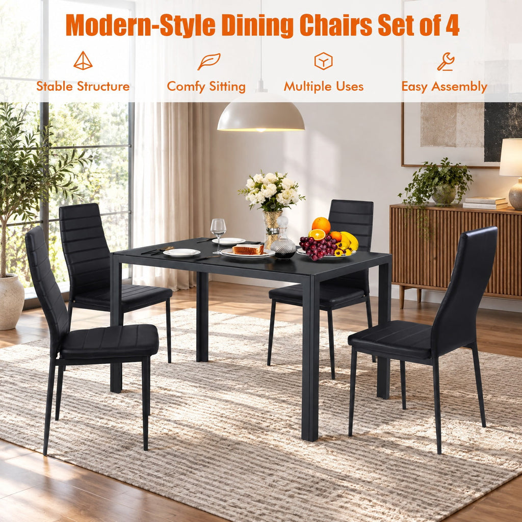 Airfind 4 Pieces Modern Leather Dinning Chairs Set with Metal Frame, 250 lbs Capacity, PVC Leather sponge steel Frame, 17 Inch x 20.5 Inch x 38 Inch Footprint