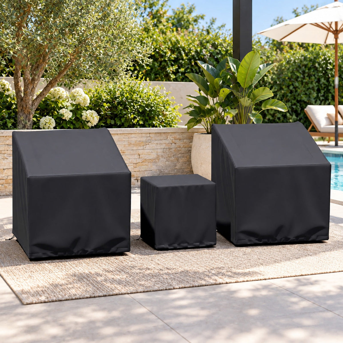 Airfind Patio Furniture Covers Waterproof Outdoor Conversation Covers for 3 Pieces Bistro Set, Polyester PU Frame, 32 x 30 x 24.5 Footprint