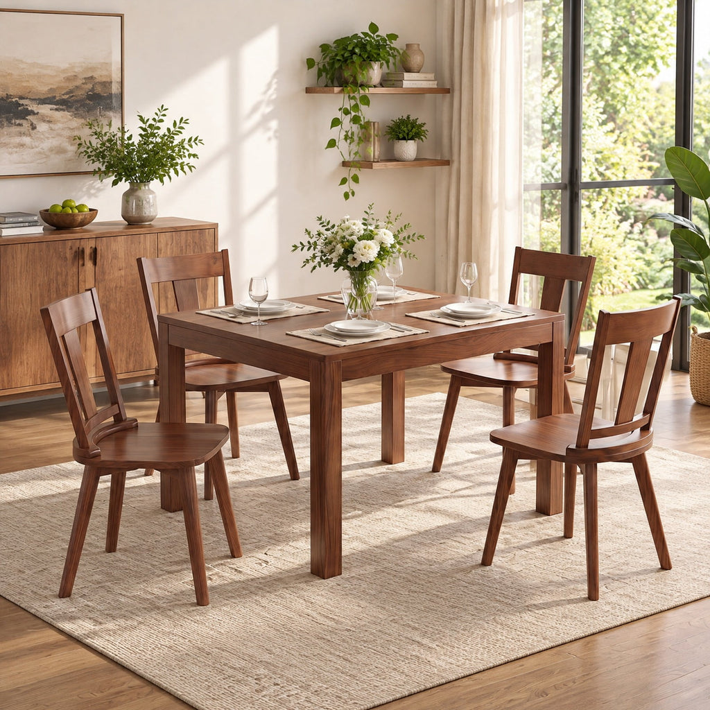 Airfind Dining Chairs Set of 4 with Solid Wood Backrest for Kitchen Dining Room, 400 lbs Capacity, Rubber Wood Frame, Unspecified