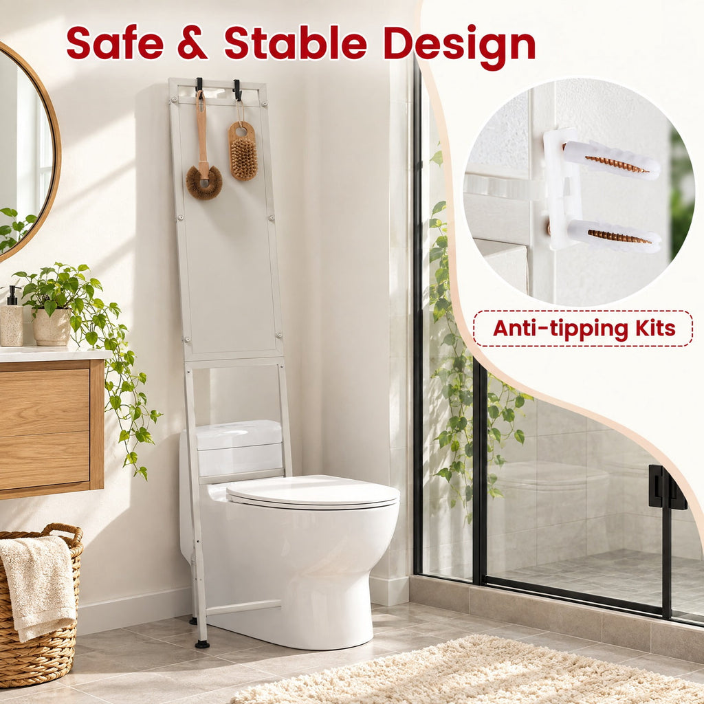 Airfind Over-the-toilet Cabinet Bathroom Organizer with 2 Flip-up Cabinets, 33 Lbs Capacity, Carbon Steel PC Plastic, White