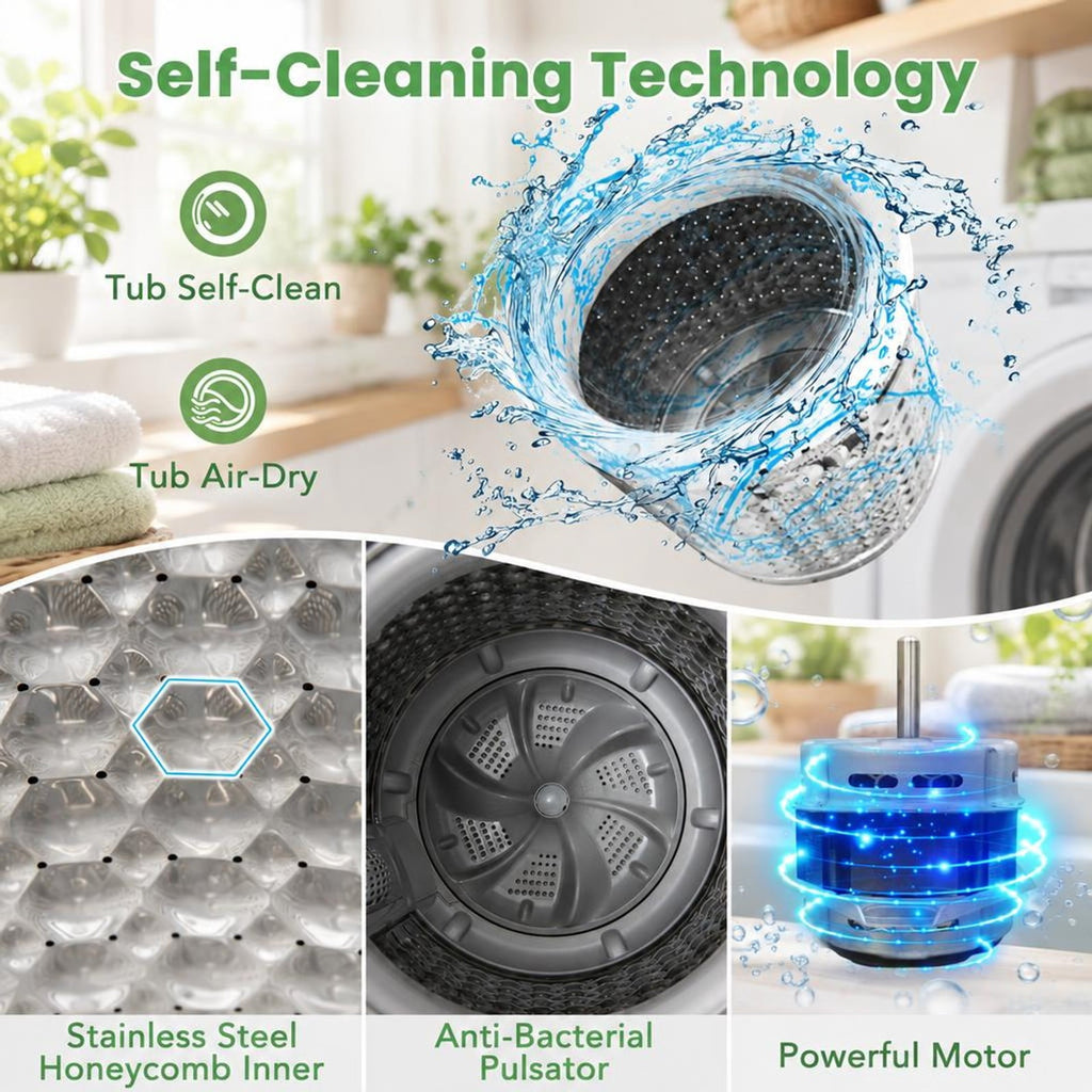 Airfind Full-Automatic Washing Machine Washer and Spin Combo, ABS PP Stainless Steel Frame, Grey, 11 lbs large capacity for washing spinning