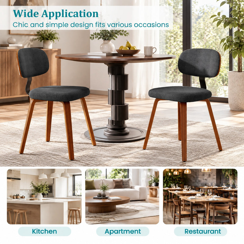 Airfind Chenille Fabric Upholstered Wooden Kitchen Chairs Set of 4, Chenille Sponge Bentwood Metal Frame, 330 lbs Capacity, Dark Gray