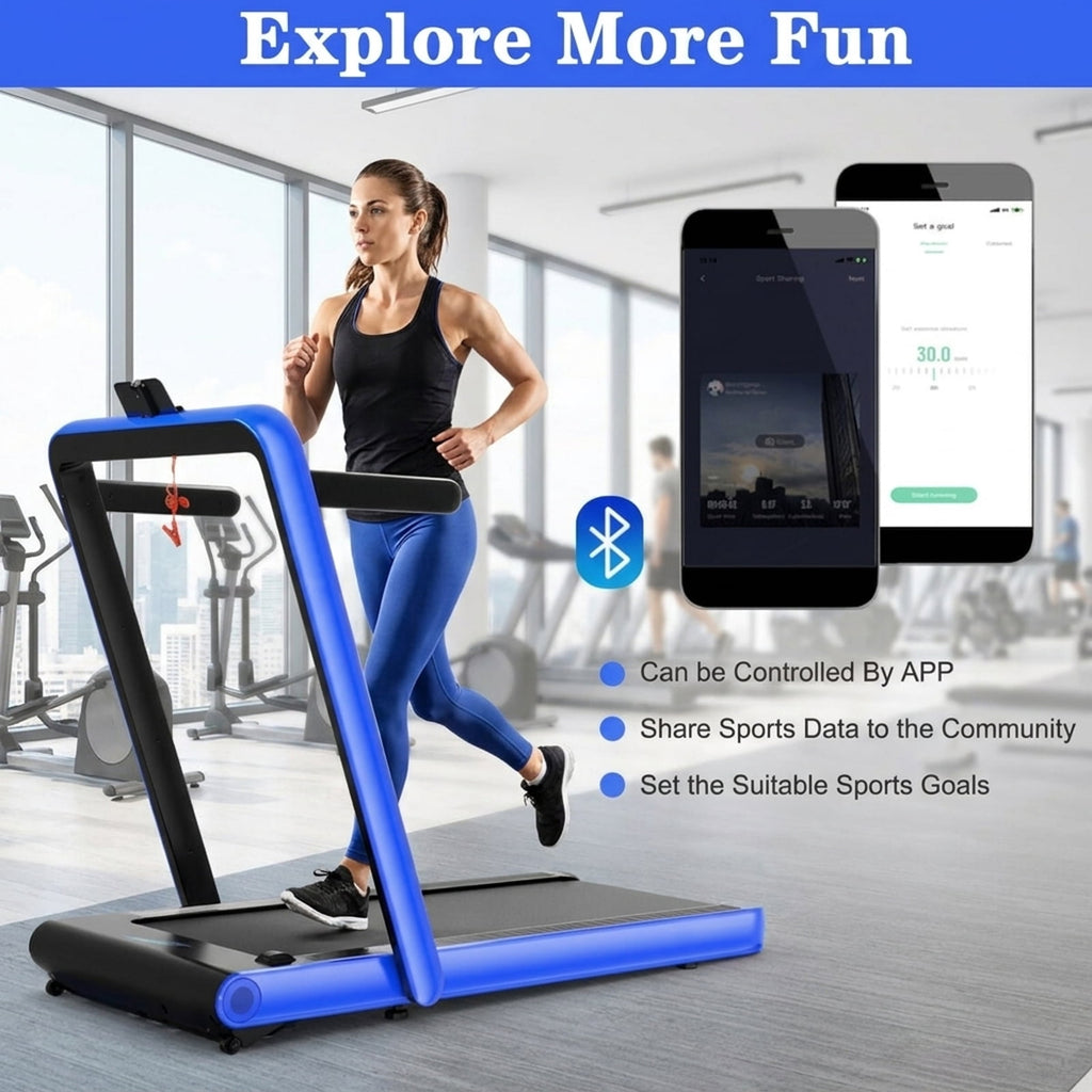 Airfind 4.75HP Walking Pad Treadmill for home with LED display and remote control plus 7-layer anti-slip belt for under desk walking, Navy