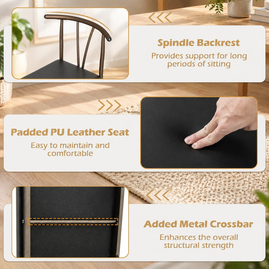 Airfind 5-Piece Space-saving Dining Table Set Industrial Rectangular Kitchen Table and 4 Armless Chairs, 220 lbs Capacity, Black