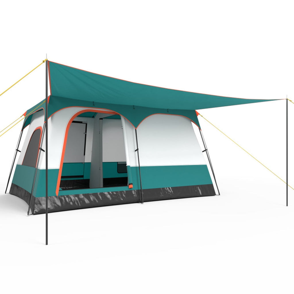 Airfind 6-8 Person Large Family Camping Tent with Porch, 2 Rooms and 2 Doors, Waterproof Cabin Tent with Skylight and Rainfly, Green