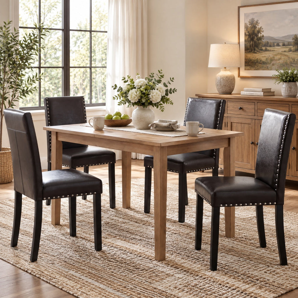 Airfind Set of 2/4 Dining Chairs Faux Leather Upholstered Parsons Kitchen Chairs, Set of 2, Versatile use fits modern farmhouse and office style rooms
