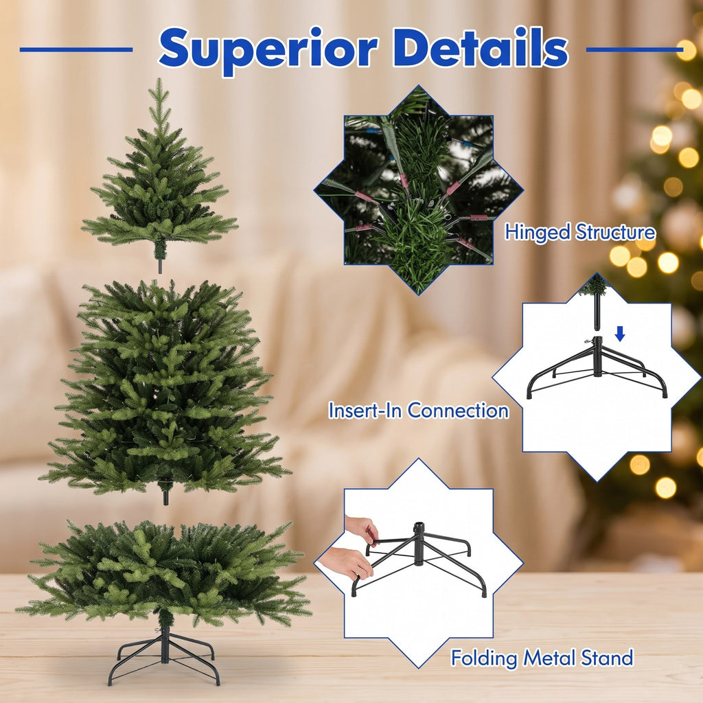 Airfind 6 Feet Artificial Xmas Tree Hinged with 11 Lighting Modes and Remote Control-6 ft, Green, Diameter of Stand 18/20/22