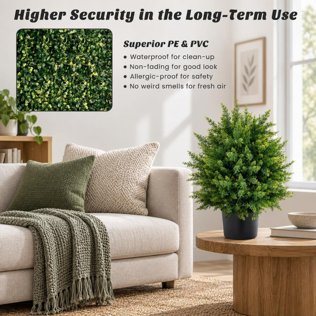 Airfind Set of 2 Artificial Topiary Plants, 21.5 Inch, PE and PVC, the Frame Is Made of Pe PVC Cement Overall Height 21.5 Inch, Green