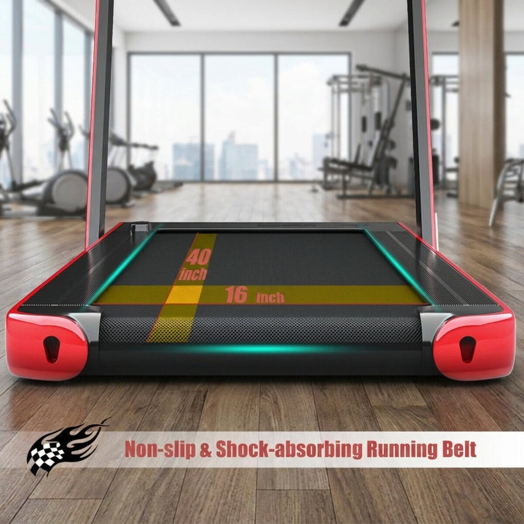 Airfind 2-in-1 Walk-to-Run Folding Treadmill Audio Console, Red