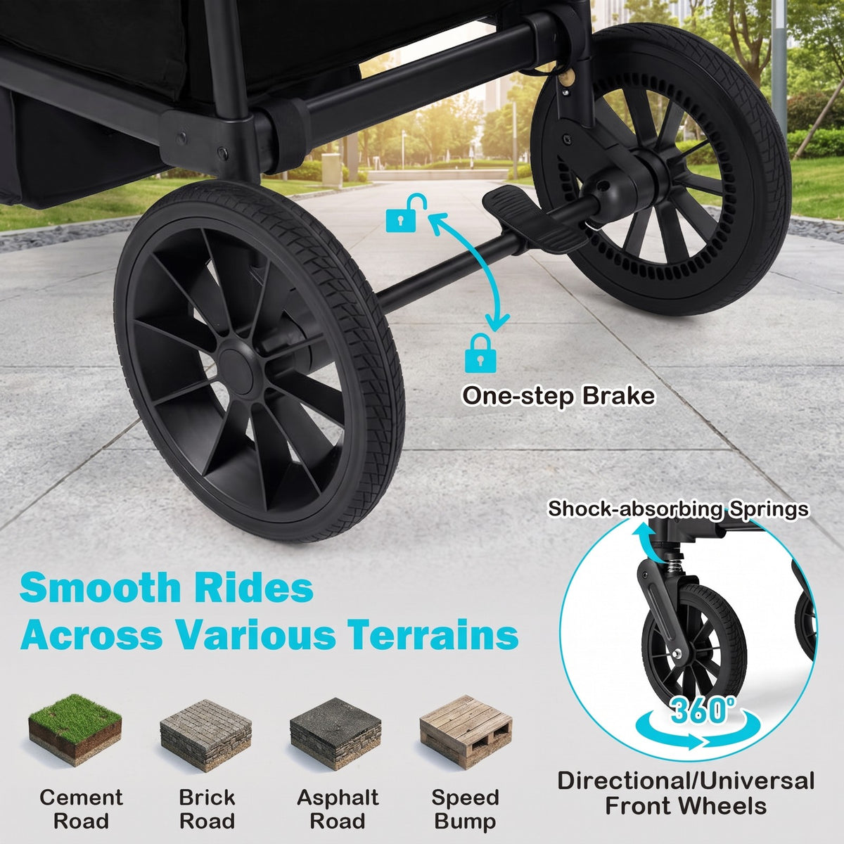 Airfind Foldable Wagon Stroller for 2 Kids Double Seater Toddler Stroller with Removable Canopy, 55 lbs Capacity, for 6-36 Months Old, Black