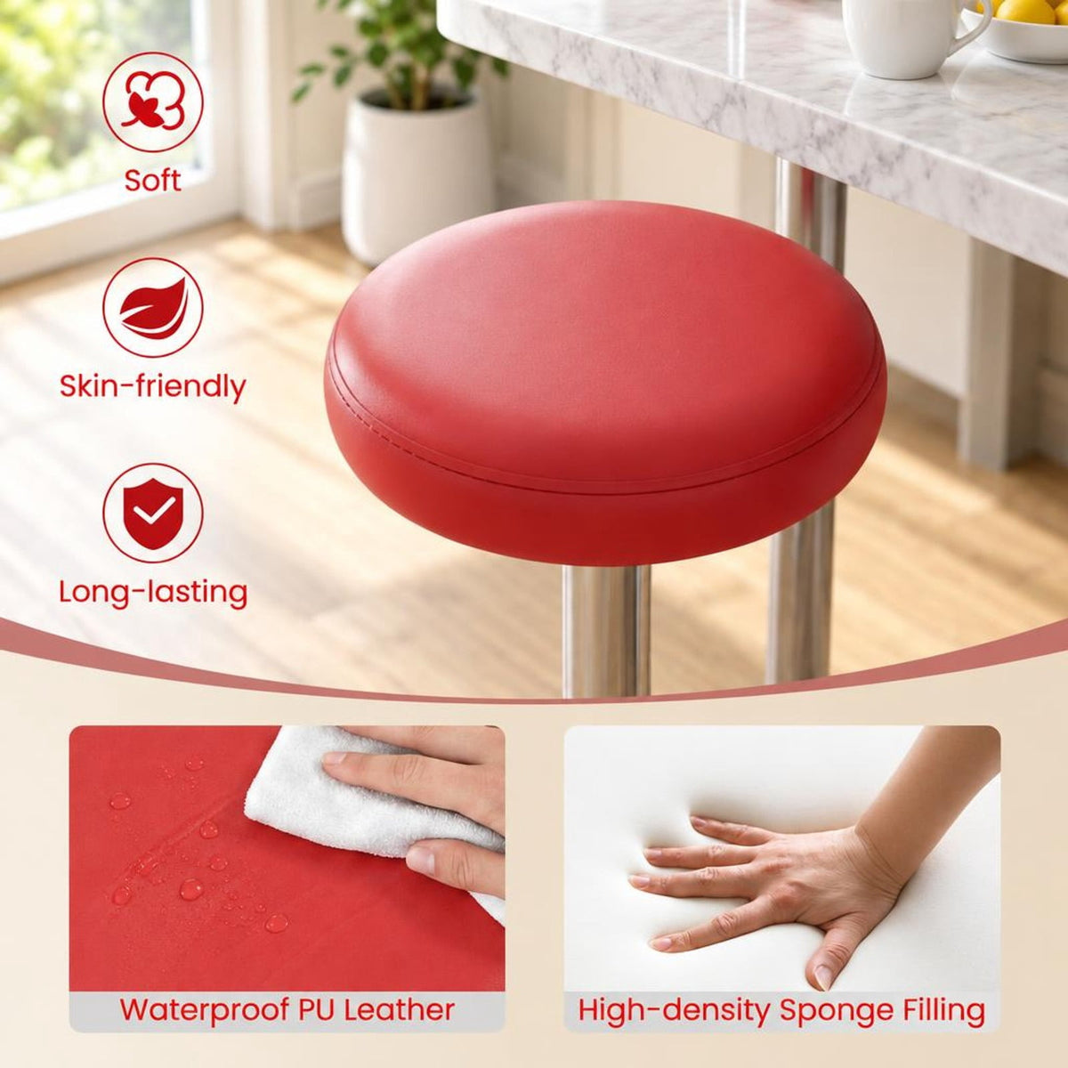 Airfind Set of 2 Height-adjustable Swivel Bar Stool with 360° Swivel bar stool, Stool 400 lbs Capacity, 15 x 15 x 25.5-33.5 Footprint, Red