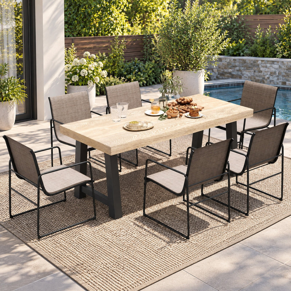Airfind Outdoor Dining Chairs Set of 4 Patio Furniture Chair with Breathable Seat and Backrest, 25.5 x 21 x 33Seat Height 17Seat Footprint