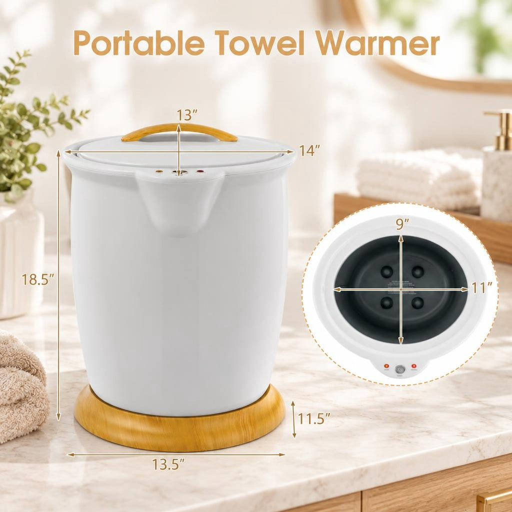 Airfind Towel Warmer Bucket with Fragrance Holder and Auto Shut, Plastic Frame, 14 x 13 x 18.5 Footprint, Gray