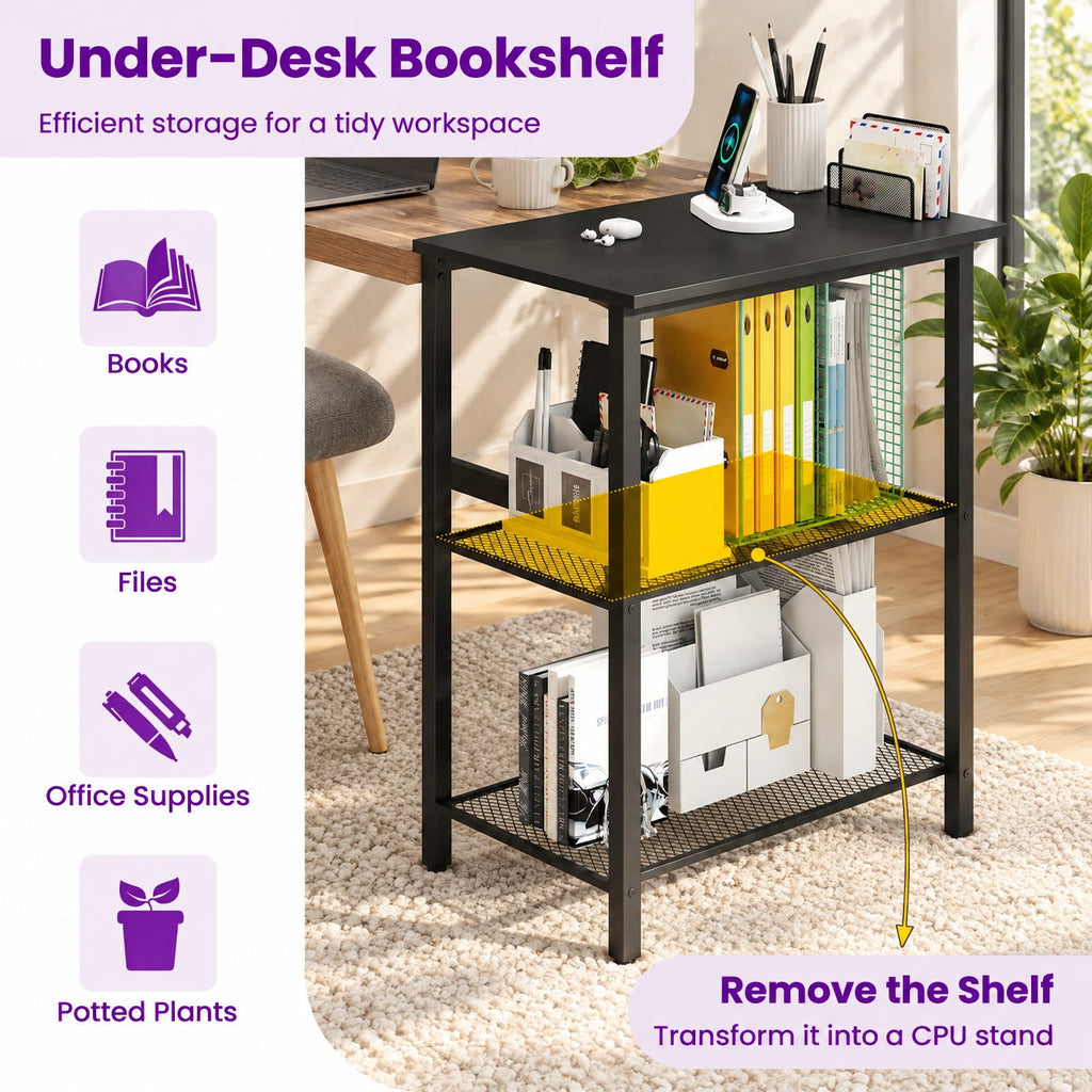 Airfind 59 Inch Home Office Computer Desk with Removable Storage Shelves, 275 lbs Capacity, Metal Engineered Wood Frame, 59 x 24 x 30 Footprint