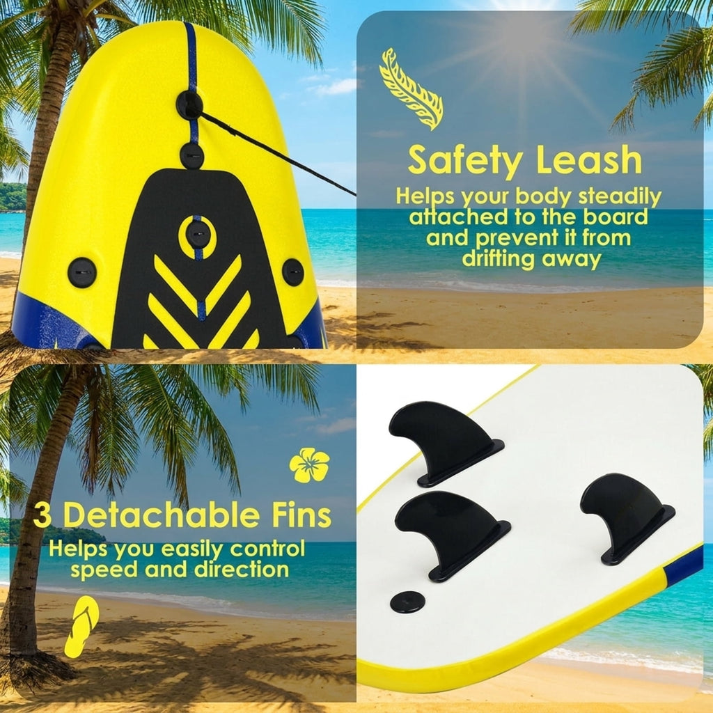 Airfind 6FT Foam Surfboard for Beginners, Adults Kids ¡ª 3 Detachable Thruster Fins, EPS Core, HDPE Slick Bottom, Leash Traction Pad Included (Yellow)
