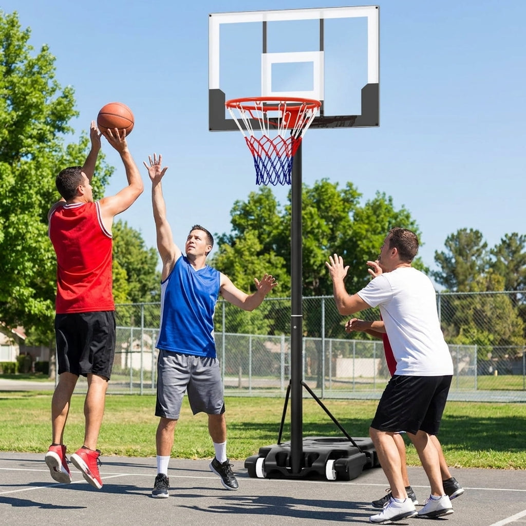 Airfind Portable Basketball Hoop with Adjustable Height from 3.3 to 7 ft and Shatterproof PC Backboard for Indoor and Outdoor Play, White
