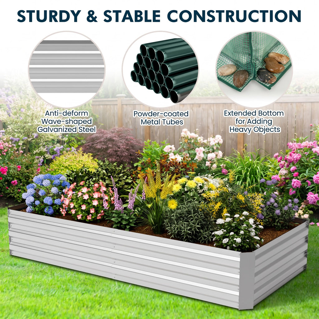 Airfind 6 x 3 x 3 Feet Galvanized Raised Garden Bed with Greenhouse, Galvanized Steel Metal PVC Frame, Green