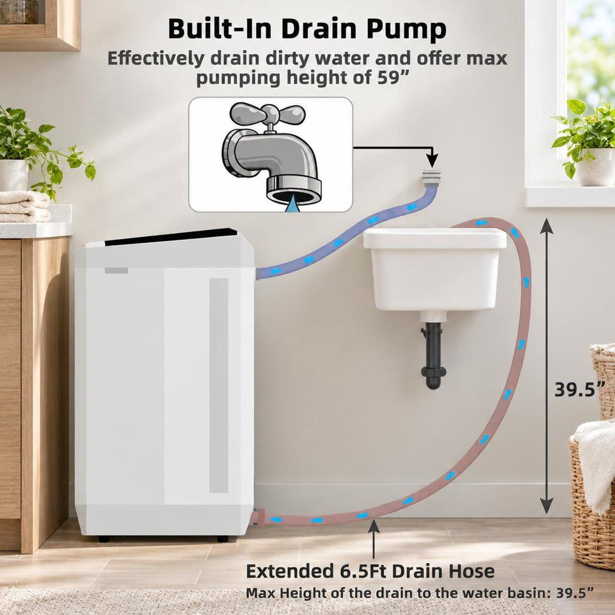 Airfind 8 Lbs Compact Mini Twin Tub Washing Spiner Machine for Home and Apartment, 23 x 14 x 27 Footprint, Gray