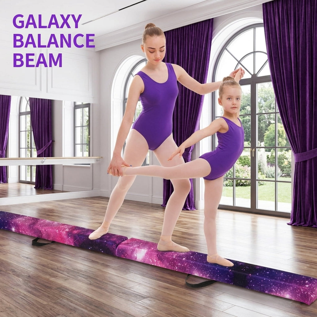 Airfind 9 FT Folding Gymnastics Balance Beam with Anti-Slip Bottom and High-Density EPE Foam plus Pine Wood Frame for Kids, Jazz