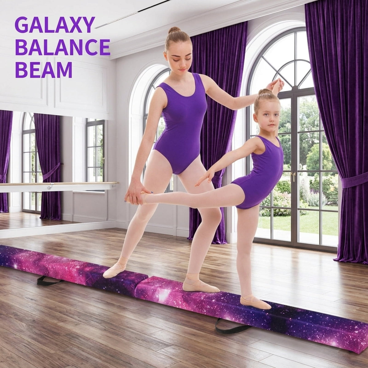Airfind 9 FT Folding Gymnastics Balance Beam with Anti-Slip Bottom and High-Density EPE Foam plus Pine Wood Frame for Kids, Jazz