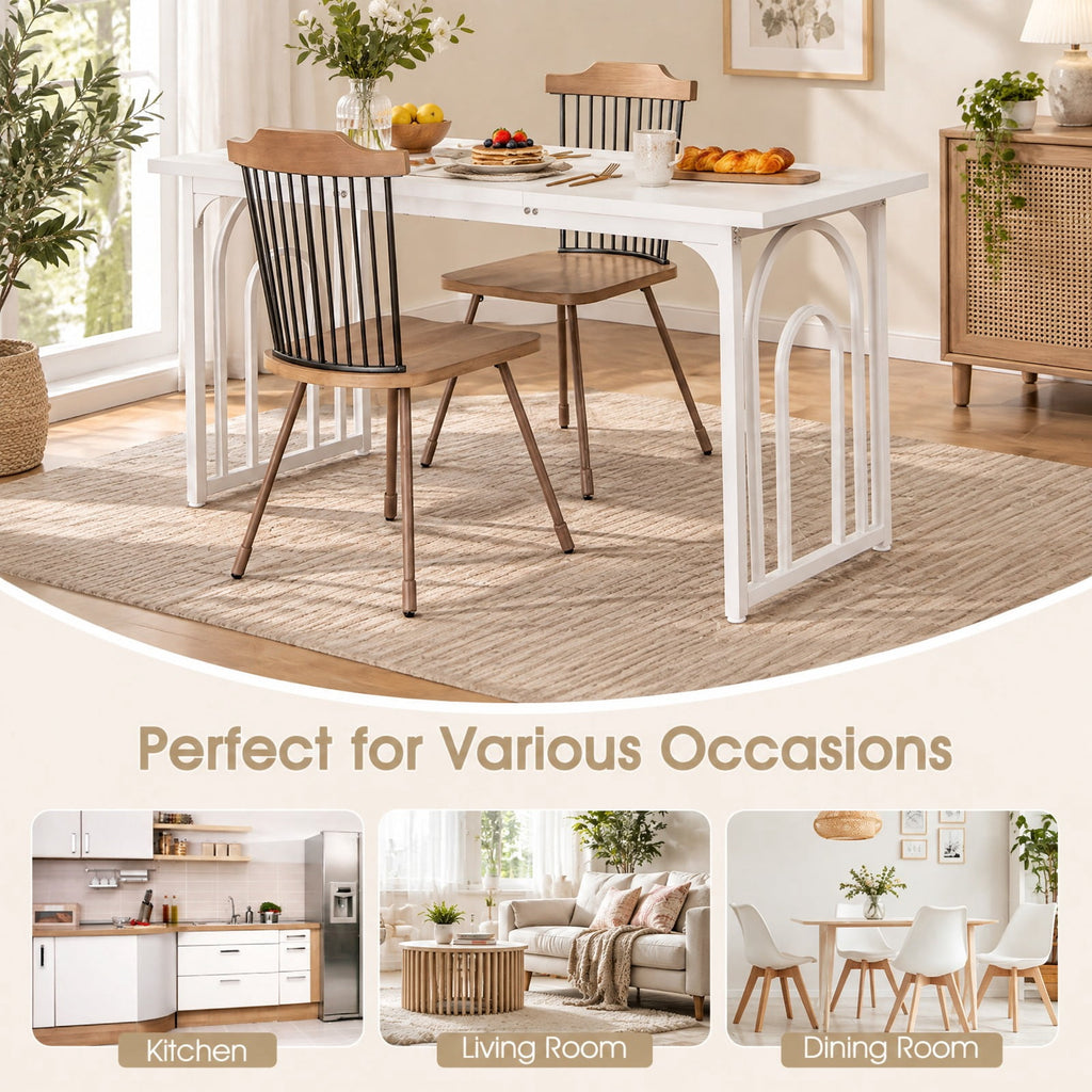 Airfind Dining Table for 6-8 People 63 Inch Rectangular Farmhouse Kitchen Table, MDF Metal Frame, 63 x 24 x 30 Maximum Weight 330 lbs Footprint