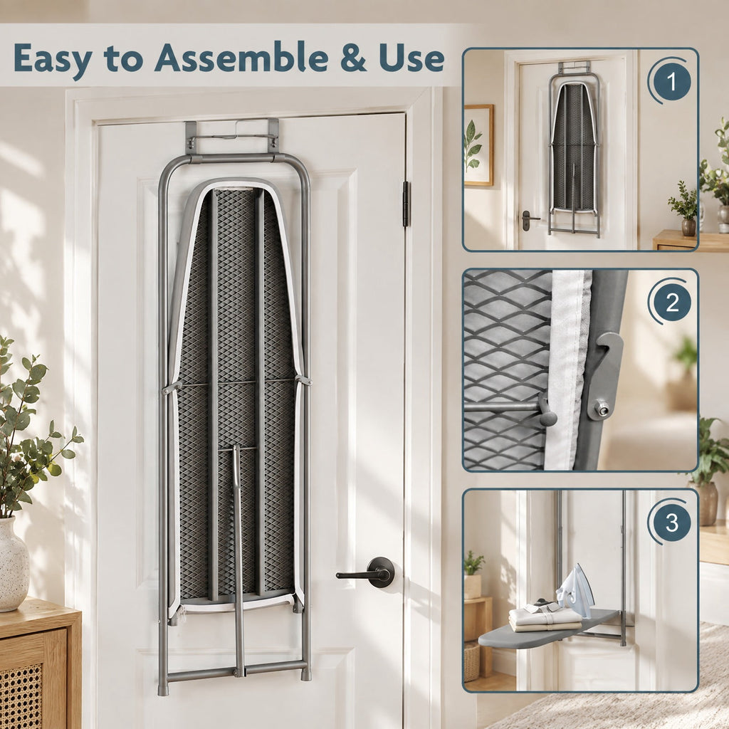 Airfind Over the Door Ironing Board Space-Saving Metal Hanging Ironing Board, 22 lbs Capacity, Cotton Sponge Metal Frame, 42 x 17 x 50 Footprint