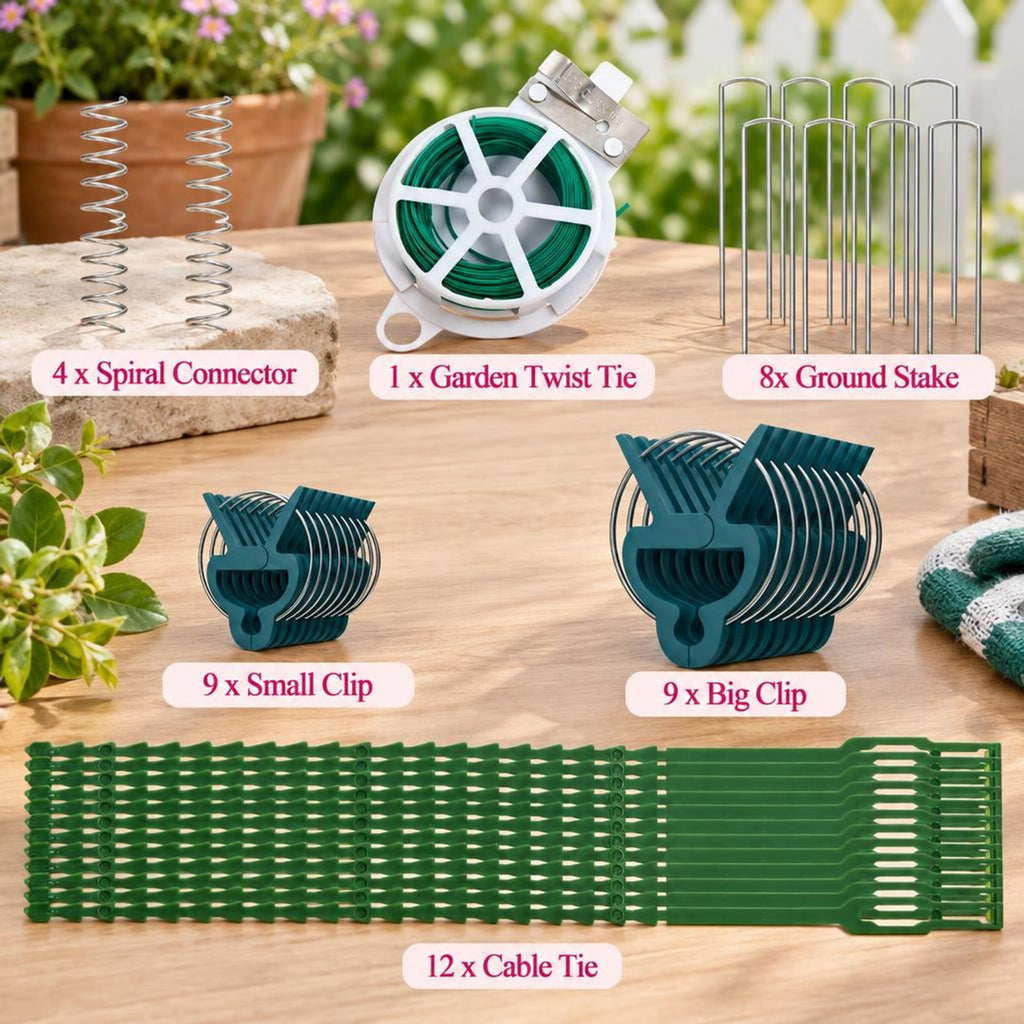 Airfind A-Frame Garden Trellis for Climbing Plant with Ground Stake and Cable Tie, Steel PP Frame, Green
