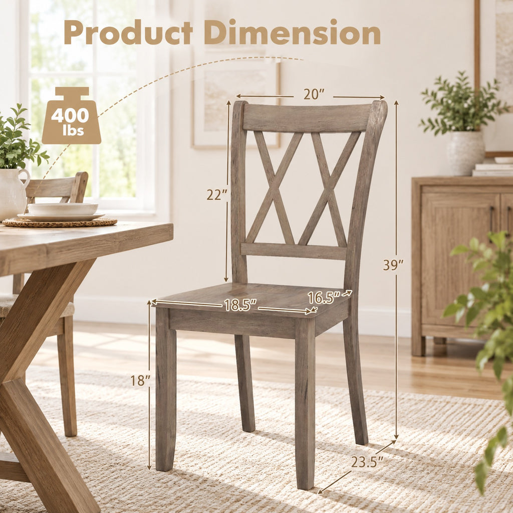 Airfind Set of 2 Wooden Dining Chairs Mid Century Farmhouse Retro Kitchen Chairs, 300 lbs Capacity, Rubber Wood Frame, 20 x 23.5 x 39 Footprint
