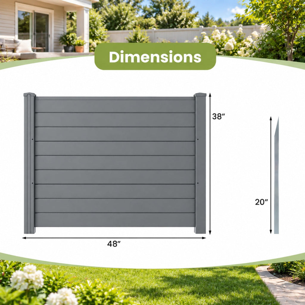 Airfind 48 x 38 Inch Air Conditioner Fence 3 Panels with Metal Ground Stakes for Patio Backyard, PP ABS Galvanized Metal Frame, Gray