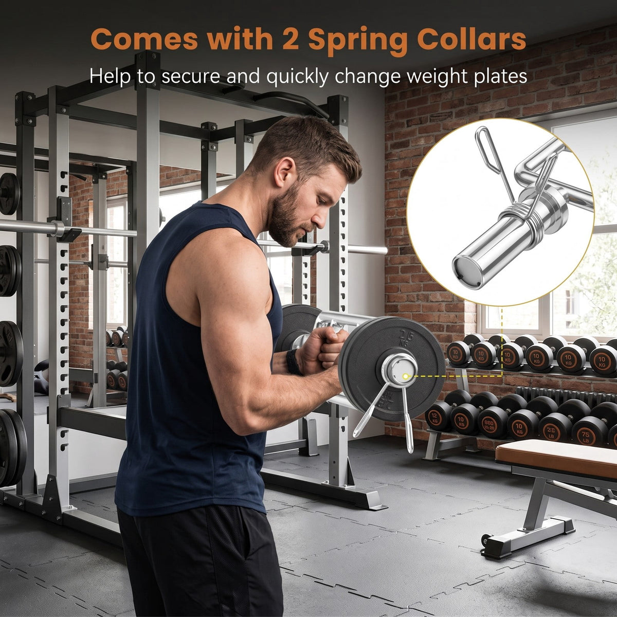 Airfind Olympic Triceps Bar 700 LBS Capacity Steel Curl Bar with Knurled Handles for Squats Deadlifts Shrugs Home Gym Strength Training, Silver
