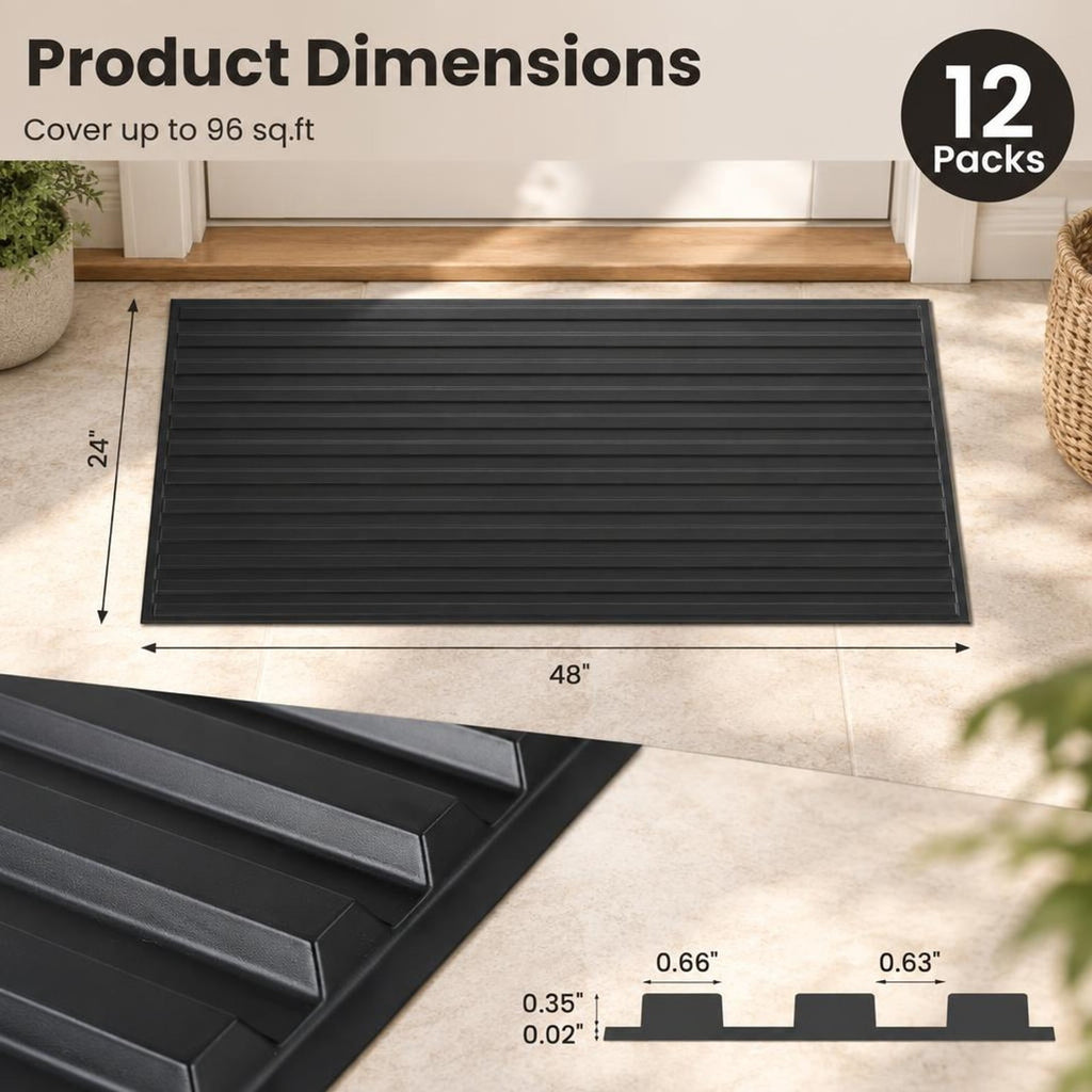 Airfind 12-Pack PVC Slat Wall Panels for Interior Wall Decoration for Living Room and TV Background, PVC Frame, 48 Inch x 24 Inch x 0.37 Inch, Black