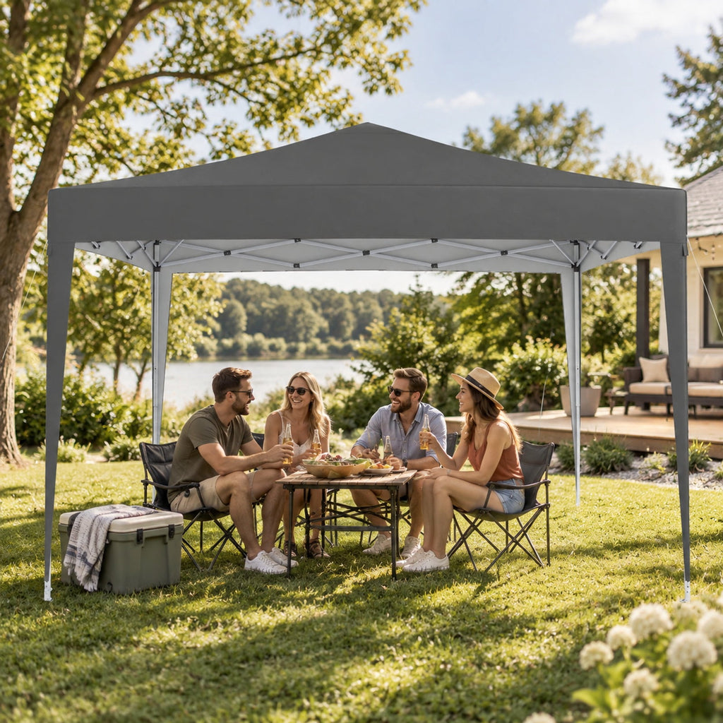 Airfind 10 FT x 10 FT Pop-Up Canopy Tent Easy Setup Instant Folding Shelter with Mesh Netting, 210D Oxford Fabric Frame, Gray